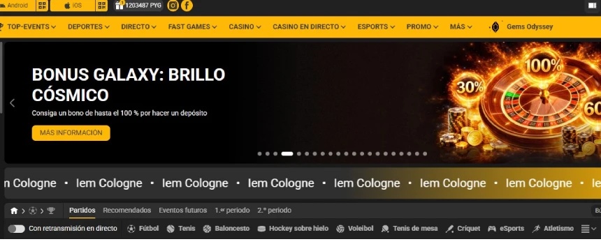 Pantalla de MelBet casino
