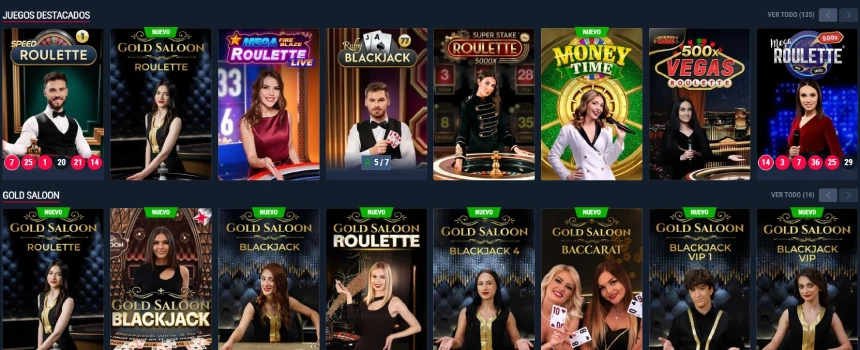 Pantalla de Rabona casino en vivo