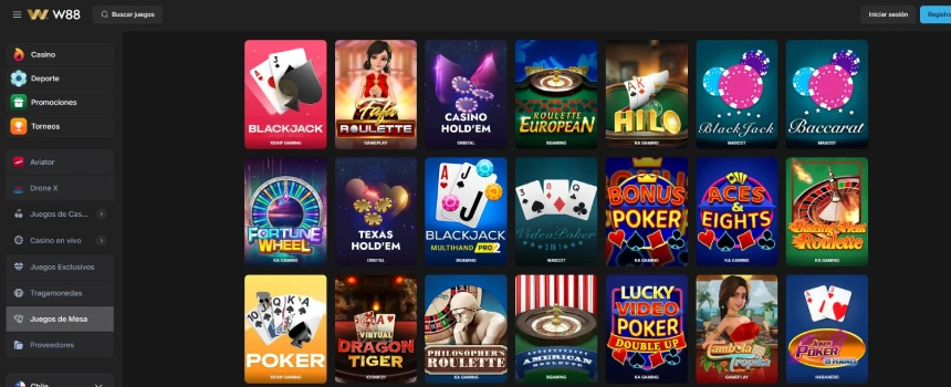 Pantalla de W88 ruleta RNG